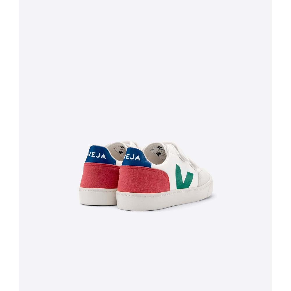 Veja V-12 LEATHER Tenisky Detske White/Green/Red | SK 875CTV